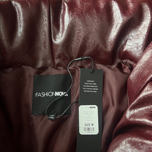 Fashion Nova Deep Burgundy Puffer Jacket - Picture 6 of 7